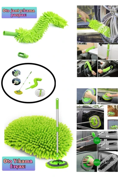 Lüx Oto Araç Yıkama Seti Makarna Paspas Jant Temizleme Seti Çiziksiz Boya Kaldırmaz Mop ürün görseli