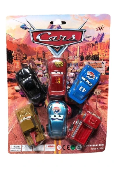 Şimşek Mcqueen Cars Araba Seti 6'lı Çek Bırak Plastik Oyuncak Araba - Resim 2