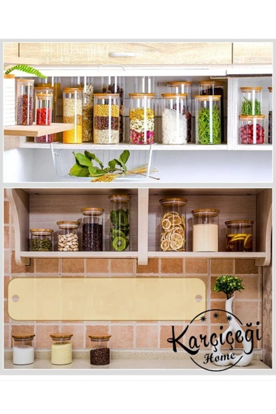 3 Lü Set 1400 ml Bambu Kapaklı Kavanoz Baharatlık Vakumlu Borcam Model - Krdln - Resim 4