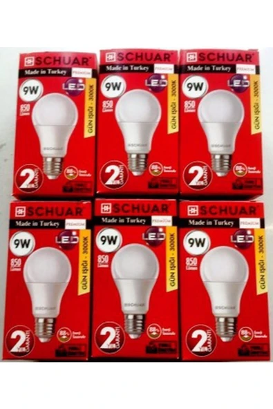 Led Ampul 9 W Günışığı3000 K 6 Adet ürün görseli