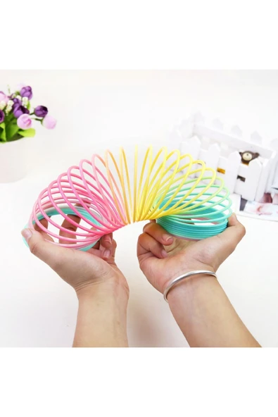 Stres Yayı Gökkuşağı Yay Renkli Oyuncak Stres Yayı Çocuk Için Halka Yaylı Oyuncak - 4