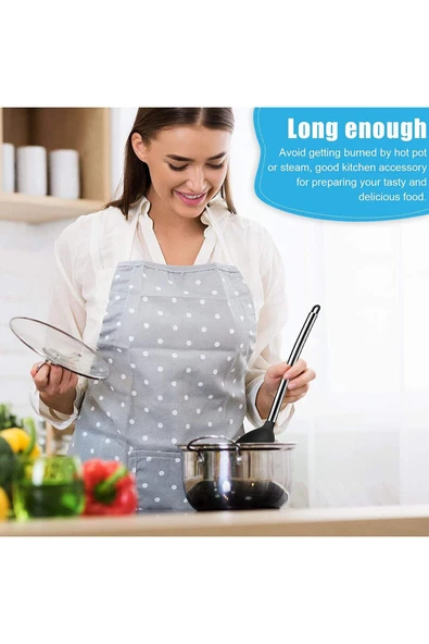 Silikon Kaşık Paslanmaz Saplı Servis Kaşığı Siyah 34 cm - Resim 4