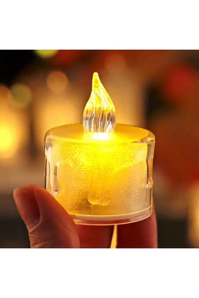 3'lü Pilli Dekoratif Simli Led Mum 5cm - Resim 5