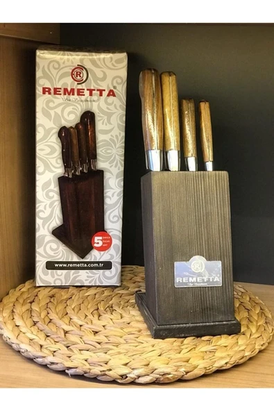 5 Parça Standlı Bıçak Seti Ekmek Sebze Meyve Mutfak Bıçağı - Resim 3