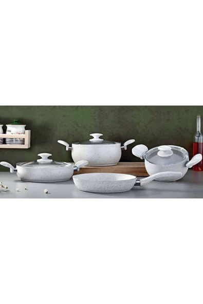 Granit Zita 7 Parça Tencere Seti Beyaz ürün görseli