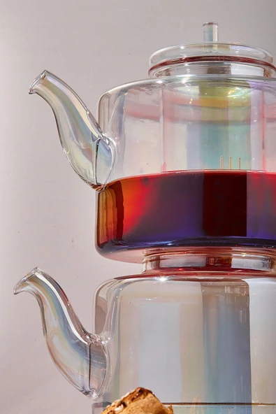 Tobby Luster Borosilikat Çaydanlık Seti 1.1 Lt Demlik 1.75lt Suluk - Resim 4