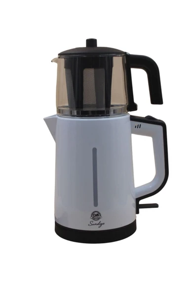 Dn-1529 Suadiye Renkli Plastik Cam Elektrikli Çay Makinesi - Beyaz-75 - Resim 2