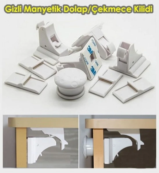 Agubugu Baby Gizli Manyetik Dolap - Çekmece Kilidi Beyaz - 4