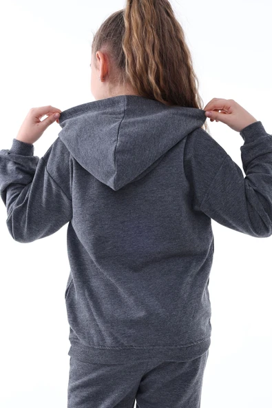 Basic Kapüşonlu Şardonlu Kanguru Cep Detaylı Çocuk Sweatshirt 3-10 Yaş Ekru - 5