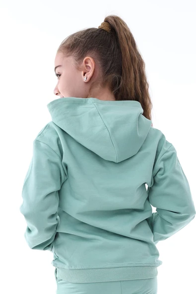 Basic Kapüşonlu Şardonlu Kanguru Cep Detaylı Çocuk Sweatshirt 3-10 Yaş Ekru - 3