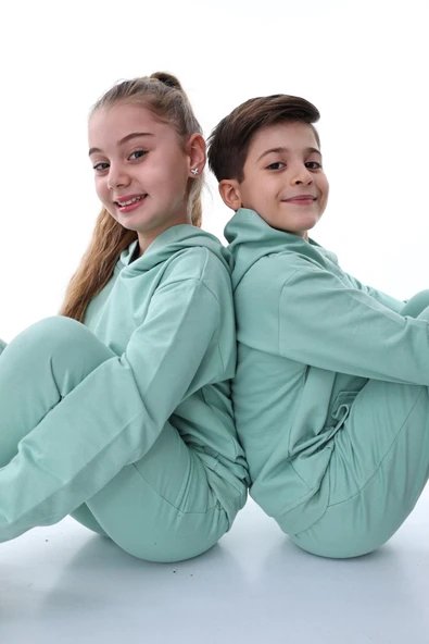 Basic Kapüşonlu Şardonlu Kanguru Cep Detaylı Çocuk Sweatshirt 3-10 Yaş Ekru - 2