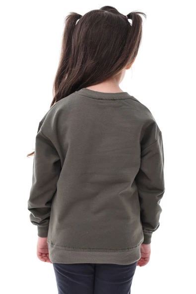 Basic Bisiklet Yaka Şardonlu Çocuk Sweatshirt 3-10 Yaş Krem - Resim 5