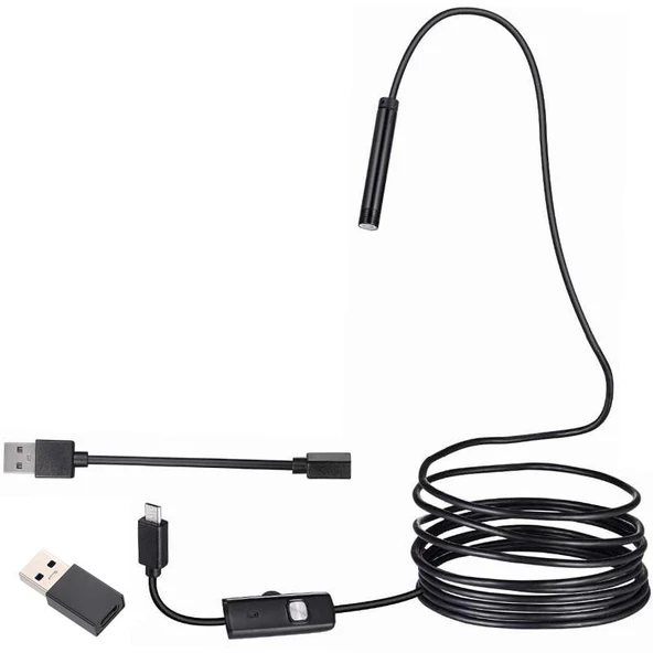 3in1 Micro Usb+type-c+usb A) Android Uyumlu 8 Mm Işikli 5 Metre Endoskop Yilan Kamera - 1
