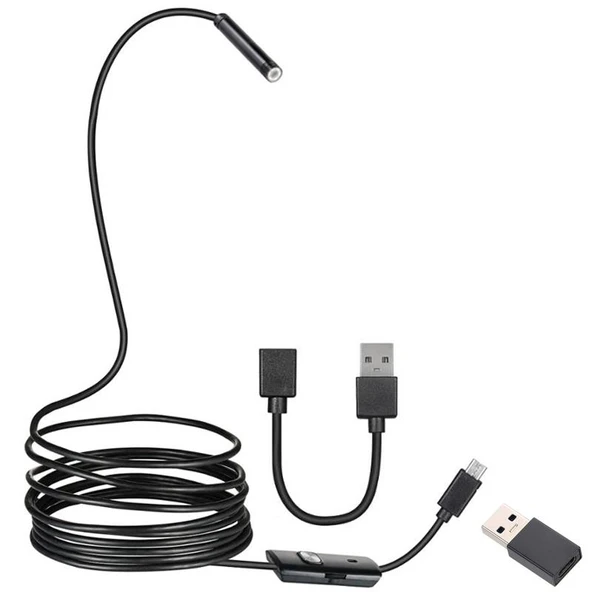 3in1 Micro Usb+type-c+usb A) Android Uyumlu 8 Mm Işikli 5 Metre Endoskop Yilan Kamera - 2