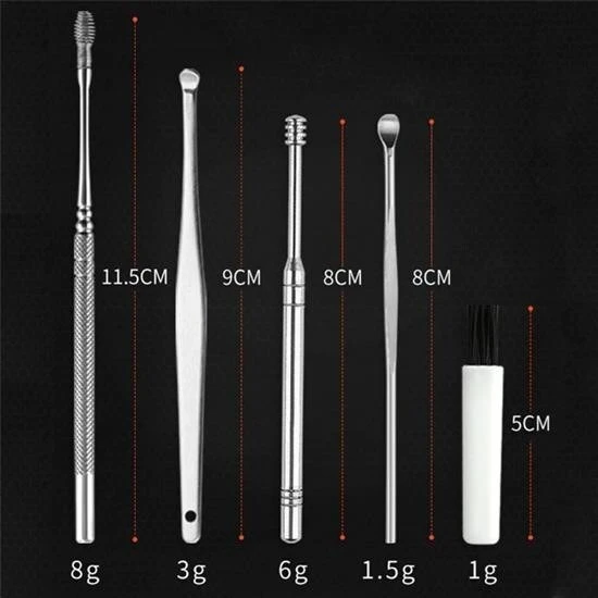 6 Parça Paslanmaz Çelik Kulak Balmumu Toplayıcı Çıkarıcı Temizleyici Bakımı Çubuk Seti - Resim 3