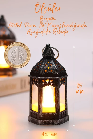 3 Adet Led Mum Retro Sokak Lambası Dumansız Pilli Alevli Dekoratif Yapay Mum Işıldak Gümüş 1036-5 - Resim 5