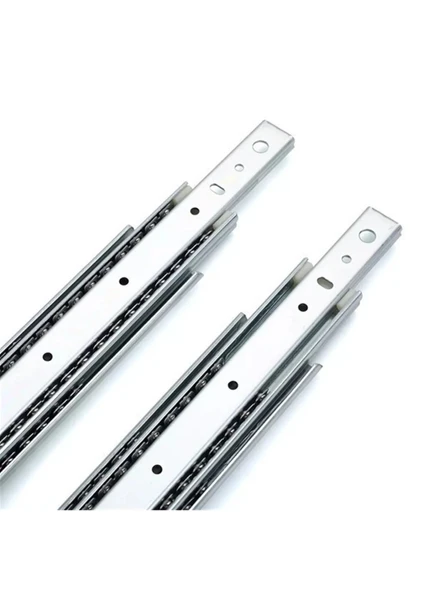 Teleskobik 35MM Çekmece Ray Bilyeli Mobilya Dolap Rayı(35MM)(TAKIM)(KROM) 40cm 40cm - 4 ADET - Resim 3