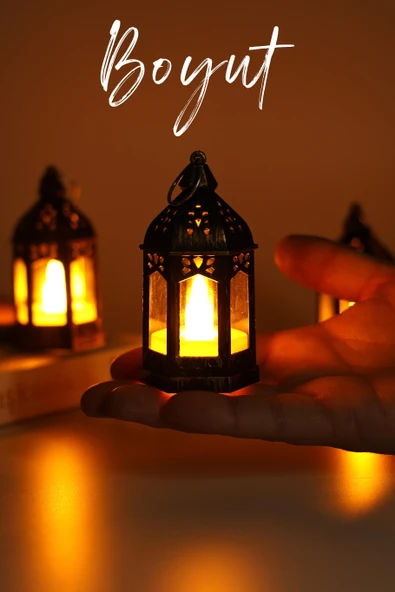 3 Adet Led Mum Retro Sokak Lambası Dumansız Pilli Alevli Dekoratif Yapay Mum Işıldak Gümüş 1036-5 - Resim 7