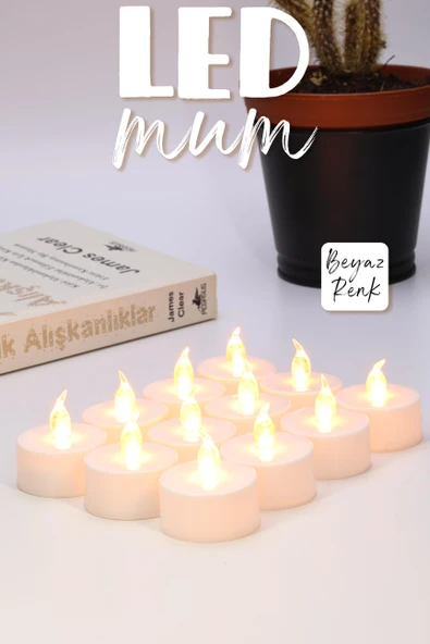 24 Adet Led Mum Tealight Mini Dumansız Pilli Alevli Dekoratif Yapay Mum Işıldak Beyaz 1036-2 - Resim 2