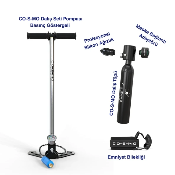 Cosmo Technology Taşınabilir Dalış Seti Doldurulabilir Mini Tüp ve Şnorkel Maskesi - 4