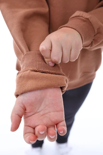 Basic Bisiklet Yaka Şardonlu Çocuk Sweatshirt 3-10 Yaş Krem - 5