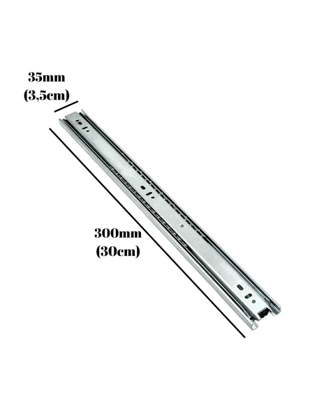 Teleskobik 35MM Çekmece Ray Bilyeli Mobilya Dolap Rayı(35MM)(TAKIM)(KROM) 30cm 30cm - 4 ADET - Resim 4