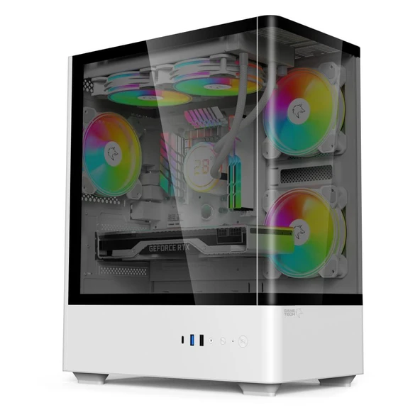 Gametech Intense White 600W 80+ Plus Tuş Kontrollü Rgb 5X120 Mm Fan Gaming Beyaz Bilgisayar Kasası