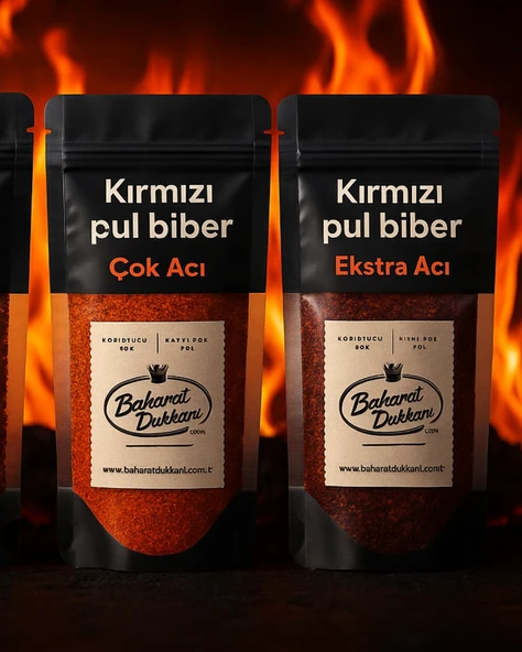 Alev Denge Seti (Az,Orta,Çok,Ekstra Acı) Kırmızı Pul Biber 4'lü Set - Resim 2