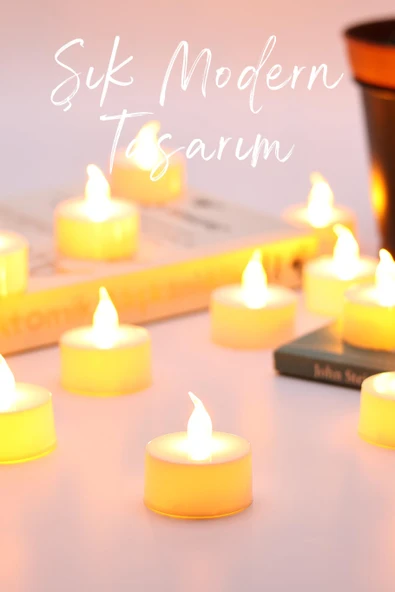 24 Adet Led Mum Tealight Mini Dumansız Pilli Alevli Dekoratif Yapay Mum Işıldak Beyaz 1036-2 - Resim 8