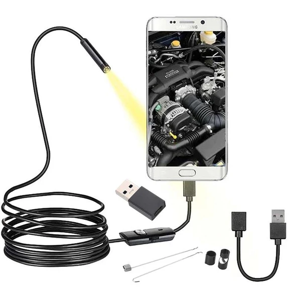 3in1 Micro Usb+type-c+usb A) Android Uyumlu 8 Mm Işikli 5 Metre Endoskop Yilan Kamera - 3