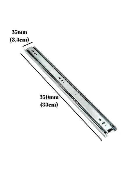 Teleskobik 35MM Çekmece Ray Bilyeli Mobilya Dolap Rayı(35MM)(TAKIM)(KROM) 35cm 35cm - 4 ADET - Resim 4