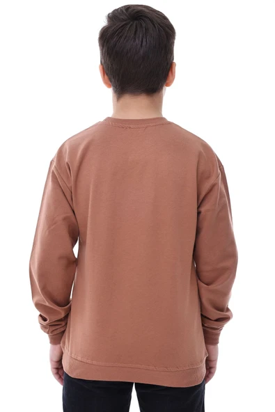 Basic Bisiklet Yaka Şardonlu Çocuk Sweatshirt 3-10 Yaş Krem - 6