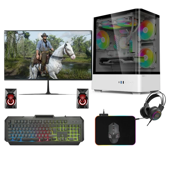 Gametech Intense White 600W 80+ Plus Tuş Kontrollü Rgb 5X120 Mm Fan Gaming Beyaz Bilgisayar Kasası - 4