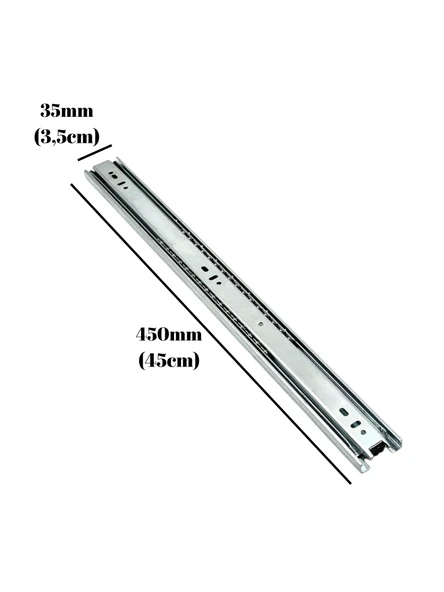 Teleskobik 35MM Çekmece Ray Bilyeli Mobilya Dolap Rayı(35MM)(TAKIM)(KROM) 45cm 45cm - 1 ADET - 4