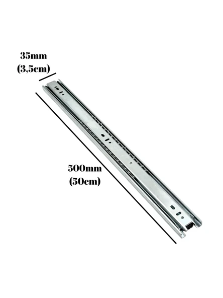 Teleskobik 35MM Çekmece Ray Bilyeli Mobilya Dolap Rayı(35MM)(TAKIM)(KROM) 50cm 50cm - 4 ADET - Resim 4