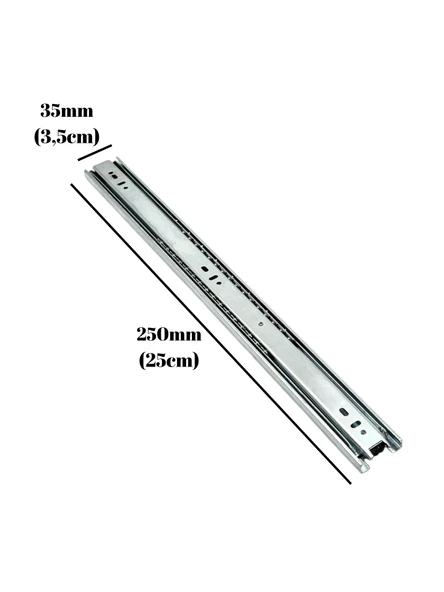 Teleskobik 35MM Çekmece Ray Bilyeli Mobilya Dolap Rayı(35MM)(TAKIM)(KROM) 25cm 25cm - 4 ADET - 4