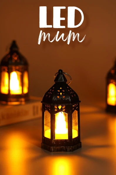 3 Adet Led Mum Retro Sokak Lambası Dumansız Pilli Alevli Dekoratif Yapay Mum Işıldak Gümüş 1036-5 ürün görseli 1
