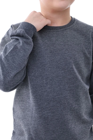 Basic Bisiklet Yaka Şardonlu Çocuk Sweatshirt 3-10 Yaş Krem - 6