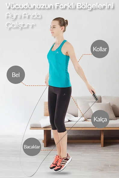 Atlama İpi Uzunluk Ayarlanabilir Mekanik Sayaçlı Ayarlı Göstergeli Atlama İpi Jump Rope Mavi 5006 - Resim 7