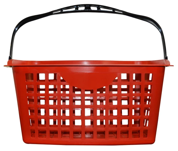 Alışveris Plastik Market Sepeti 28 LT Tekerlekli Kırmızı