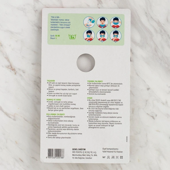 Loren 3 lü Paket Yıkanabilir Maske - Resim 2