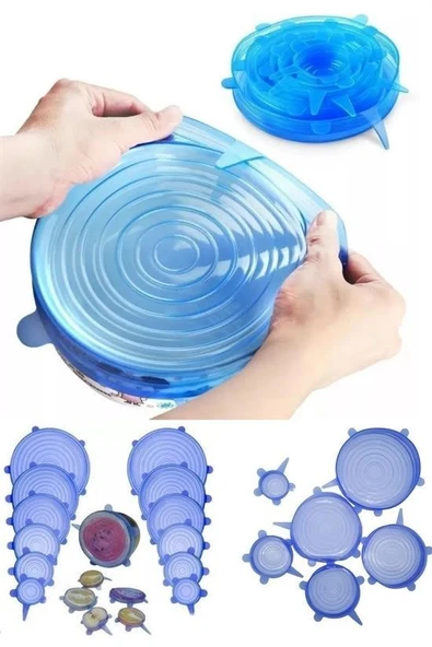 BUFFER® Tazeliği Koruyan 6lı Silikon Streç Gıda Saklama Koruma Kapakları - 4