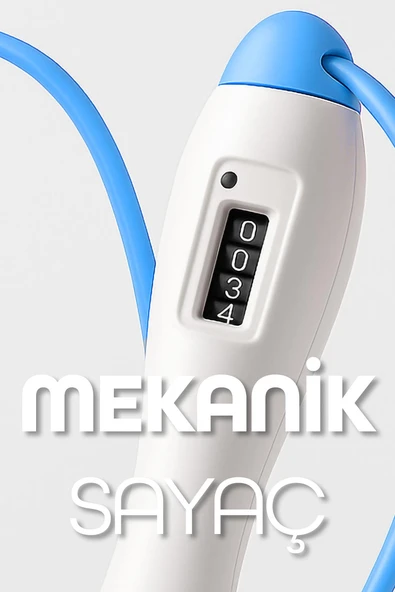 Atlama İpi Uzunluk Ayarlanabilir Mekanik Sayaçlı Ayarlı Göstergeli Atlama İpi Jump Rope Mavi 5006 - Resim 3