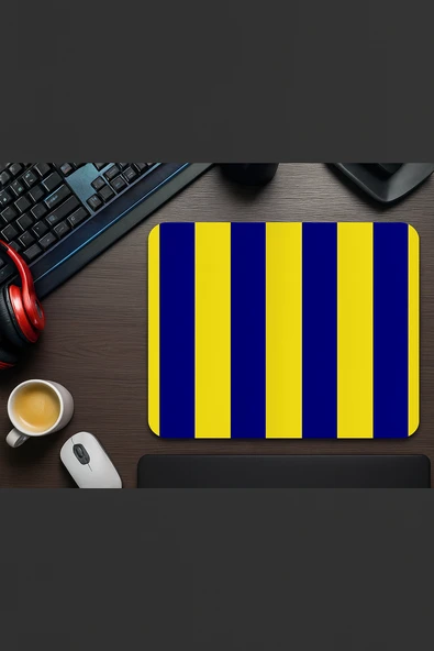 qasul Sarı Lacivert Mouse Pad Kaydırmaz Dikişli Mousepad - 4