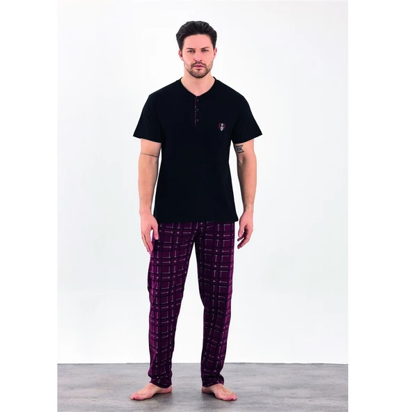 Estiva %100 Pamuk İnterlok Kısa Kol Erkek Pijama Takım - Resim 3