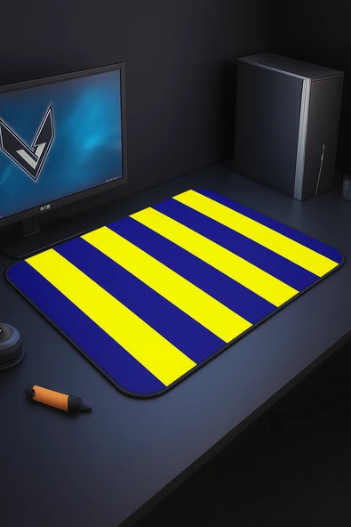 qasul Sarı Lacivert Mouse Pad Kaydırmaz Dikişli Mousepad - 2