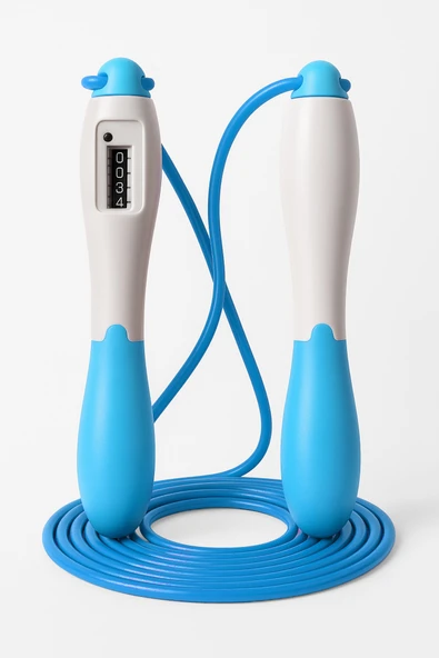 Atlama İpi Uzunluk Ayarlanabilir Mekanik Sayaçlı Ayarlı Göstergeli Atlama İpi Jump Rope Mavi 5006 - Resim 2