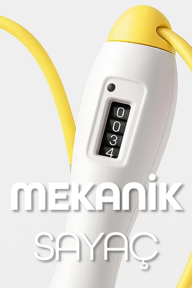 Atlama İpi Uzunluk Ayarlanabilir Mekanik Sayaçlı Ayarlı Göstergeli Atlama İpi Jump Rope Sarı 5006 - Resim 3