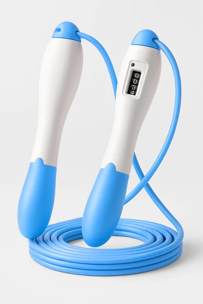 Atlama İpi Uzunluk Ayarlanabilir Mekanik Sayaçlı Ayarlı Göstergeli Atlama İpi Jump Rope Mavi 5006 ürün görseli 1