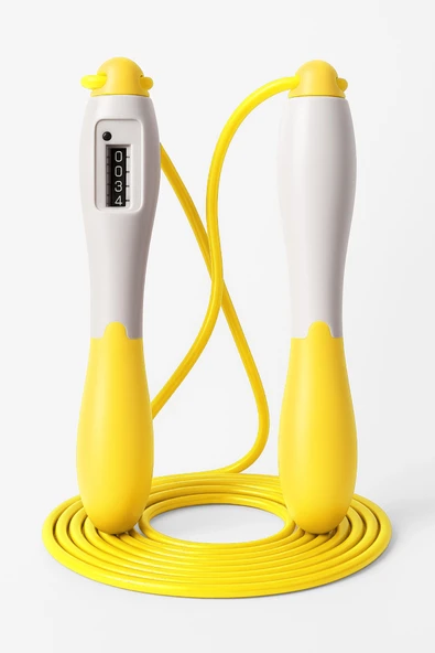 Atlama İpi Uzunluk Ayarlanabilir Mekanik Sayaçlı Ayarlı Göstergeli Atlama İpi Jump Rope Sarı 5006 - Resim 2